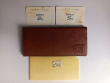 Burberrys Long Wallet Genuine Brown Leather Nova Check Unisex Men Women Vintage