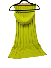 Meshki Bandeau Ribbed Midi Flute Skirt & Tub Top Set Women Size M Lime Green