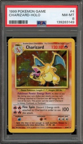 Pokemon Charizard Base Set Unlimited Holo Rare #4 PSA 8