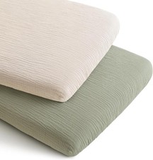 2 Pack Muslin Bassinet Sheets Boys Girls 100 Cotton Soft Breathable Fitted