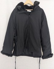 Agenda High Neck Gothic Parka Coat Size 32 Ladies Faux Fur Anorak Pockets Lace