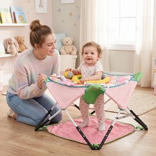 Foldable Portable Baby Jumper Interactive Toys 3 Adjustable Heights Canopy