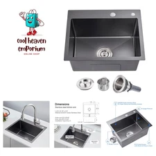 Commercial 22 X 18 Inch Drop in Single Bowl Kitchen Sinks, 22 inch Stainless ...