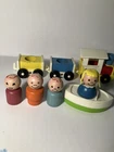 Vintage Fisher Price Little People #932 Amusement Park Wood Train, Boat + 4 Fig.
