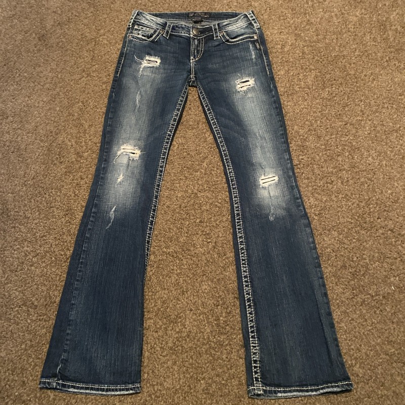 Silver Pioneer Jeans Womens W30 / L25 Boot Cut Pocket Embroidered Destressed