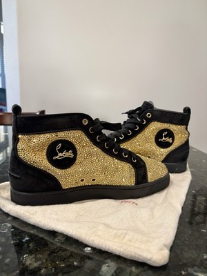 Christian Louboutin Strass Sneakers Shoes Trainers  Size 39 1/2 Rhinestone Gold