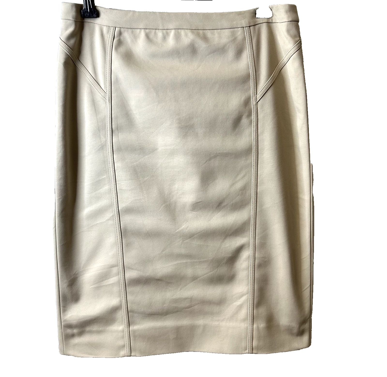 Carlisle Women's Ivory Stretch Cotton Blend Knee Length Pencil Skirt Sz 4