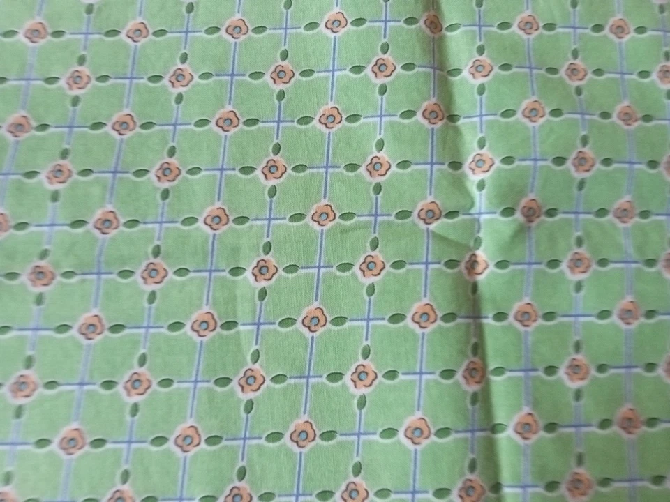 Tecido de colcha de algodão criativo 2009 molas de grade floral verde largura 1 jarda 42" - Imagem 4 de 4