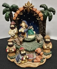 Nativity Christmas Rotating Musical Manger Set - Away In A Manger Sankyo Vintage