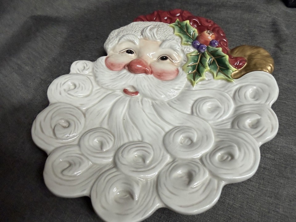 Essentials Collection Plate Fitz & Floyd Essentials Santa Face Christmas Canape Plate Cookie Dish ...