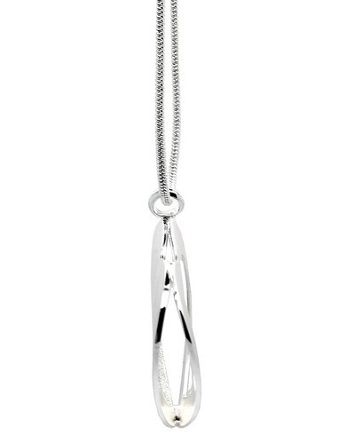 16" Chain with "Heart In Heart" Fine Silver & Rhodium Plated Dangling Pendant - Picture 4 of 6