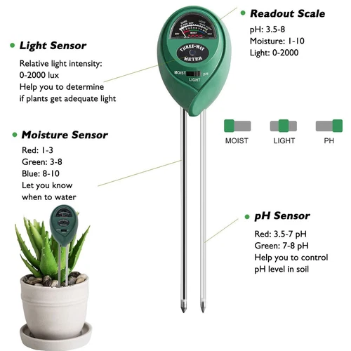 3 in 1 Soil Moister Tester Water pH Light Test Meter Kit Gardening Grass Plants - Picture 6 of 11