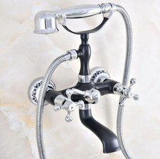 Silver Black Brass Bathtub Filler Faucet/ Hand Spray Shower Mixer Tap Set 2na619
