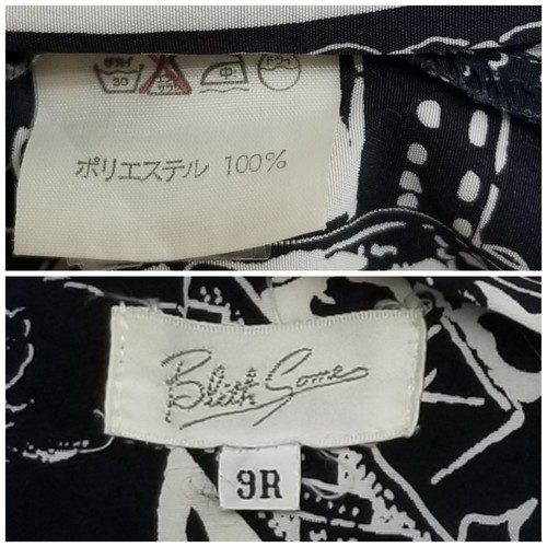 BlithSome Blouse Womens 9R black White Graphics - Picture 2 of 12