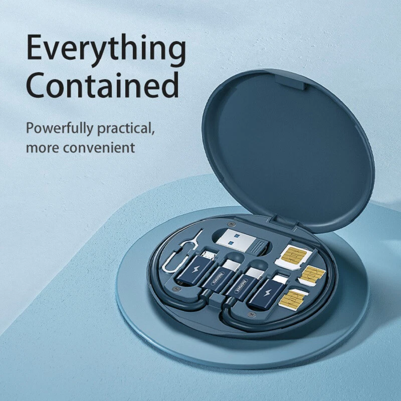 Caja de almacenamiento adaptador conversión cable multifunción tipo C 60W para iPhone Android Foto 2 de 4