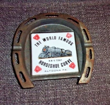 Vtg The World Famous Horseshoe Curve - Altoona PA Metal/Ceramic Ashtray