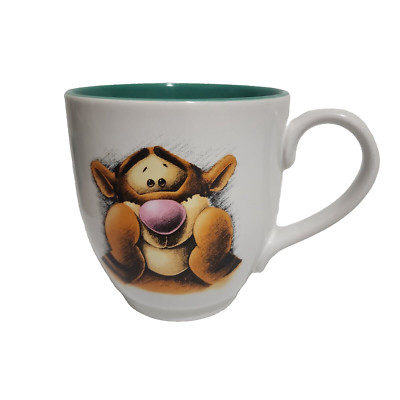 Disney Store Big Ceramic Mug Tigger ''Winnie The Pooh'' White Brown Green