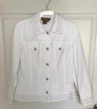 NWOT Peck Peck Weekend Women's White Lightweight Blazer Jacket Size:6/ Buttons