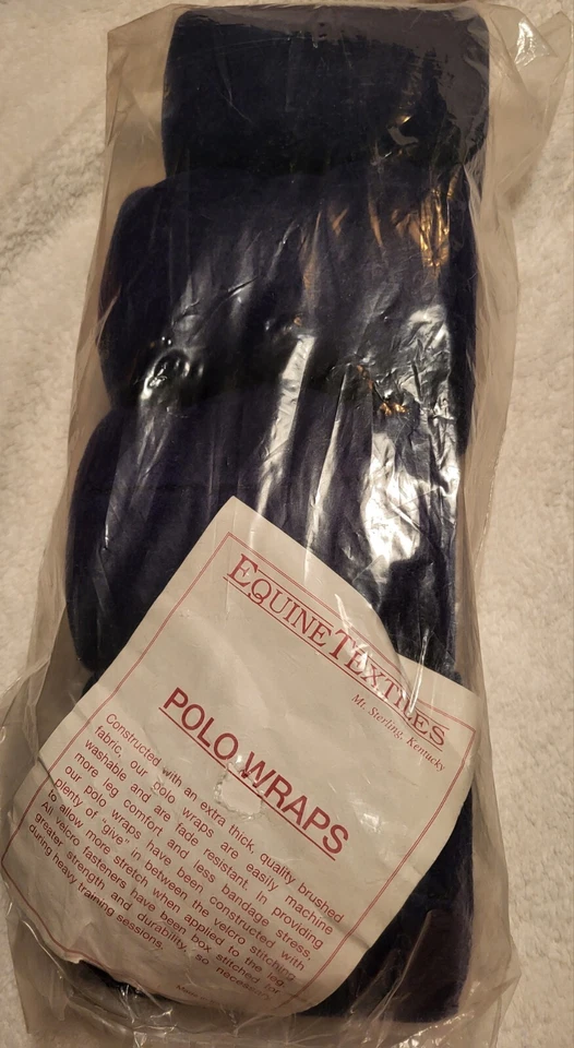 Conjunto de 4 envolturas para piernas polo de lana suave textiles equinos comodidad caballo azul marino Foto 2 de 4