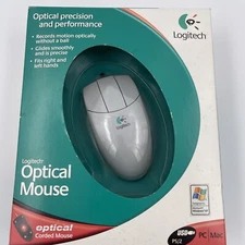 Logitech Optical Corded Mouse USB PC Mac VTG MISTAKEN BOX