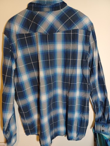 American Eagle Vintage Fit Pearl Snap Button Up Hemd Herren XL blau kariert - Bild 6 von 10