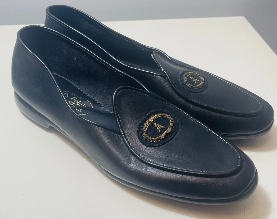 Zapatos Belgas Negro Becerro Personalizado Bordado Cuero Mocasines Midinette Mujer Talla 8 Foto 2 de 4