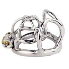 Small Chastity Cage Stainless Steel Male Chastity Device with Scrotum Ring Lock