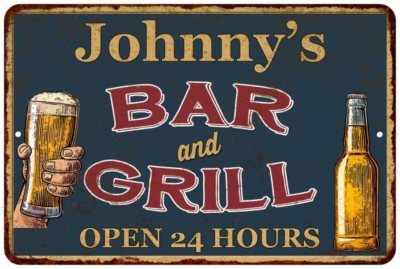 Johnny's Green Bar and Grill Personalized Metal Sign Wall Decor 112180044471