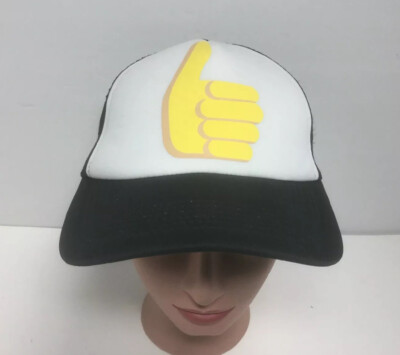 Vintage Thumbs Up Hiphop Trucker Hat Mesh Snapback Baseball Cap Black White