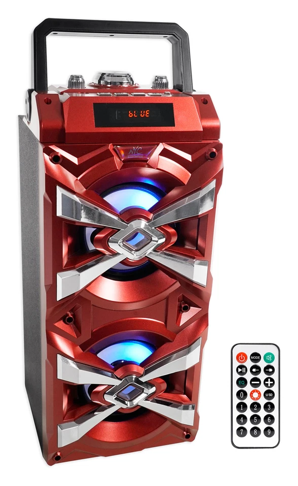 NYC Acoustics X-Tower Bluetooth Karaoke Machine System w/LED's+Microphone+Remote - Image 2 of 4