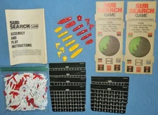 Milton Bradley 1977 Sub Search Game Parts Lot: Ships, Subs, Flags, Mines, Rules+