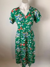Ann Taylor LOFT Green Blue Red Floral V Neck Midi Dress 4 Petite NEW