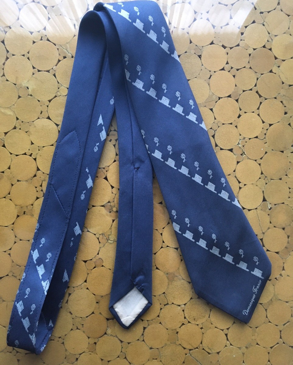 Cravate Super Rare Dominique France - Bleu Foncé - Style Cool Et Rétro