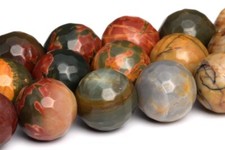 12MM Natural Red Creek Jasper Beads Grade AAA Micro Faceted Round Loose Beads