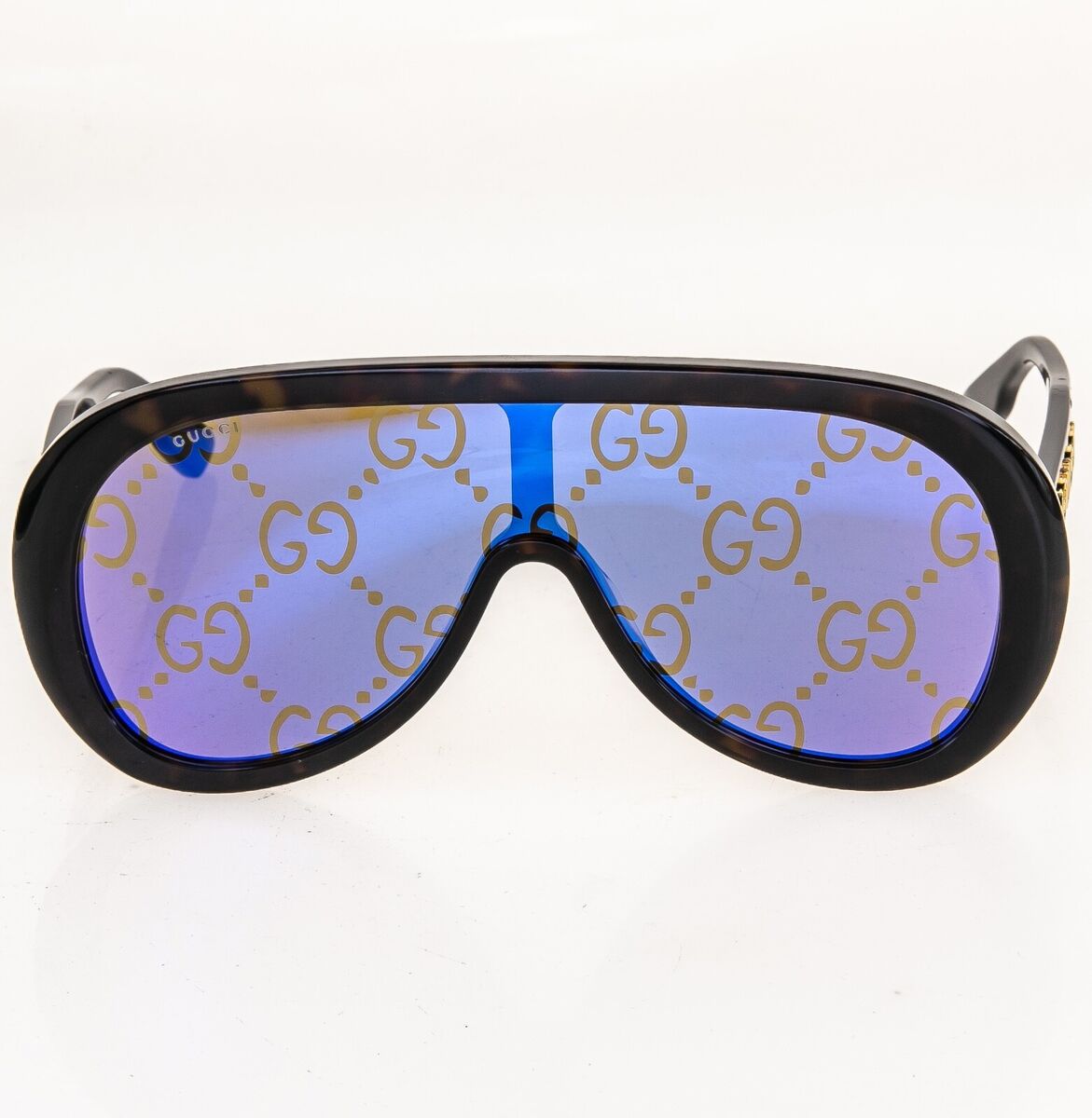 GUCCI 1370 Havana Blue Print Mirror Gg1370S Aviator Mask GUCCI 1370 Havana Blue Print Mirror Gg1370S Aviator Mask