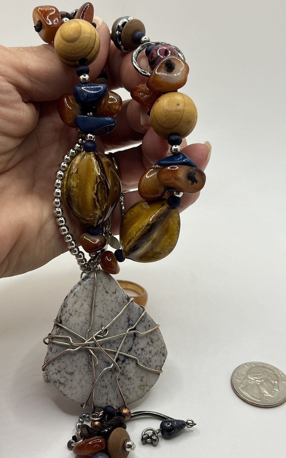 Chicos Fall Statement Necklace Multi Agate Stones… - image 6