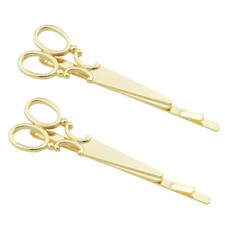 2 pcs Simple Street Golden Metal Scissors Hair Barrettes set Hair Accessories