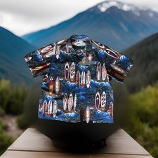 Vtg RJC Hawaiian Shirt Mens 2XL Surfboard Palm Tree Print Button Vacation Beach