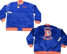 Denver Broncos Mens Sizes Mitchell & Ness Heavy Weight Satin Jacket Coat $150