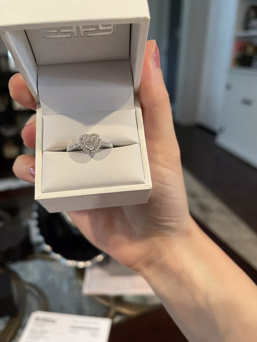 Effy 14K White Gold and Diamond heart ring Beaitiful eBay