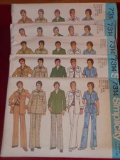 🌸 UNCIRCULATED 1975 SIMPLICITY #7314 - MENS/BOYS SHIRT JACKET-PANTS PATTERN  FF