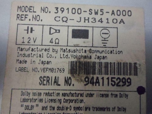 RADIO ACURA TL 1995 1996 1997 1998 39100-SW5-A000 AM-FM-CASSETTE-CD OEM - Picture 3 of 5