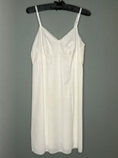 VTG 1960s Von Raalte Nylon Slip Dress Ivory V-Neck Sleeveless Mini Ruffle Trim