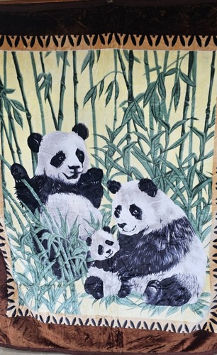 MANTA REVERSIBLE PANDA OSO BAMBÚ CABALLO AGUA ANIMAL DOS CAPAS TAMAÑO REINA - Imagen 2 de 4