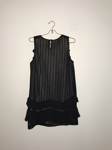 3.1 Phillip Lim $575 Black Sleeveless Chevron Dress Ruffles Detail Size 8 - Picture 5 of 8