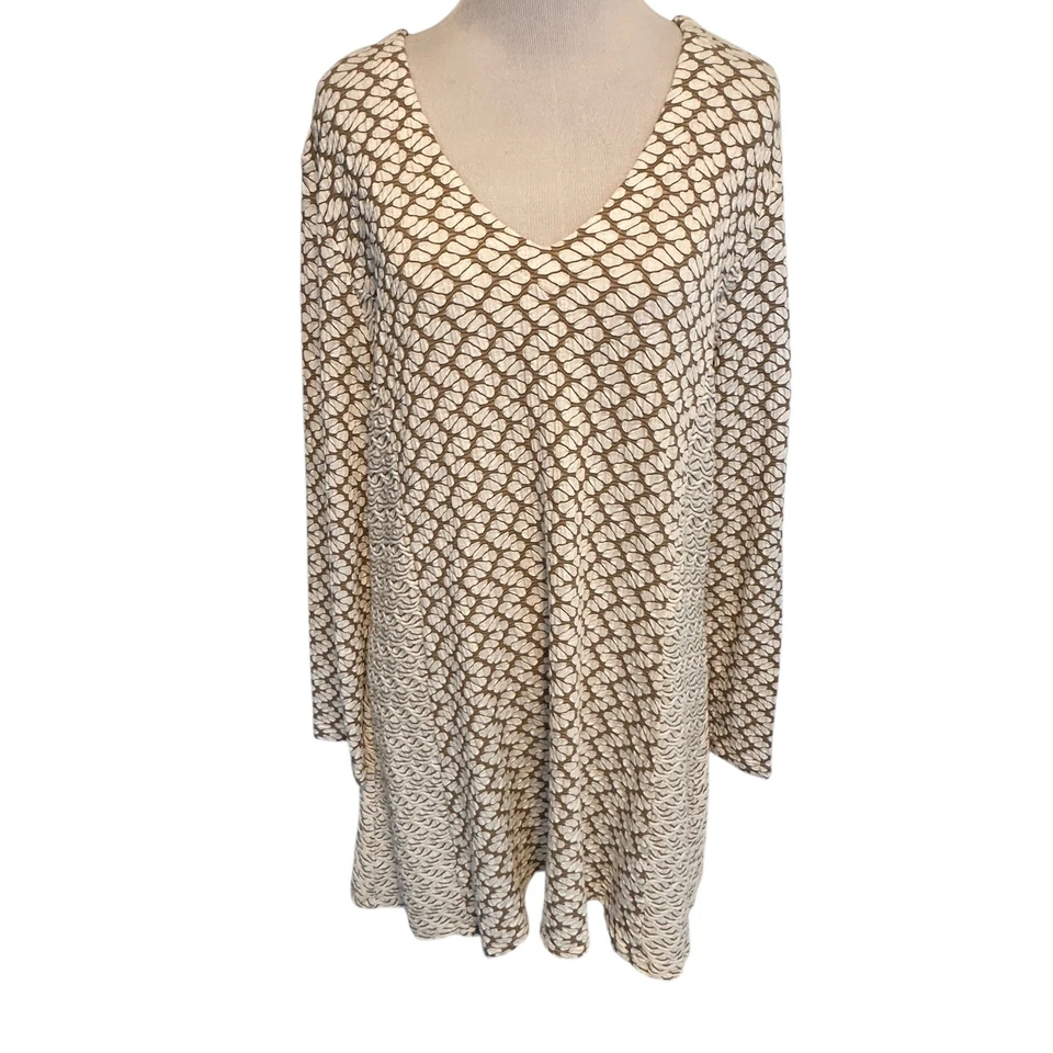 Túnica Tianello Crema Jacquard Payton Mujer Grande Tejida Lagenlook Top Estampado Mixto Foto 2 de 4