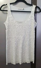 Be Tween Pale Blue Sequin Tank Top Womens Size M Made in Italy Vest Strappy Y2K
