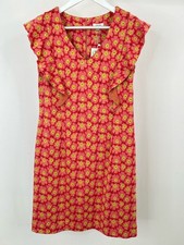 TYLER BOE NWT Floral Tea Rose Shift Ruffles Size S Pink and Yellow Women Dress