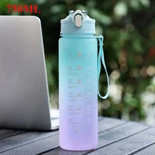 700/750ML Sports Water Bottle Gradient Color Motivational Bottle with Time Marke