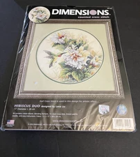 New Vintage 2005 Hibiscus Duo Counted Cross Stitch Dimensions By Lena Liu